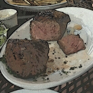 Large rare steak